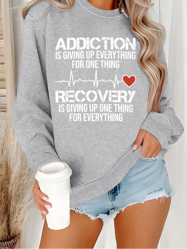 Damen Sweatshirt mit inspirierendem Druck und lässigem Schnitt Drune