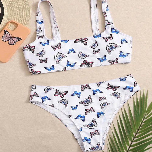 Damen Bikini-Set mit buntem Schmetterlingsmuster Drune