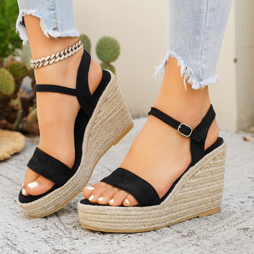 Damen Wedge-Sandalen mit elegantem Riemen und geflochtenem Design Drune