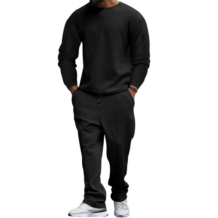 Herren lässiges Sweatshirt und Jogginghose Set mit strukturiertem Stoff Drune