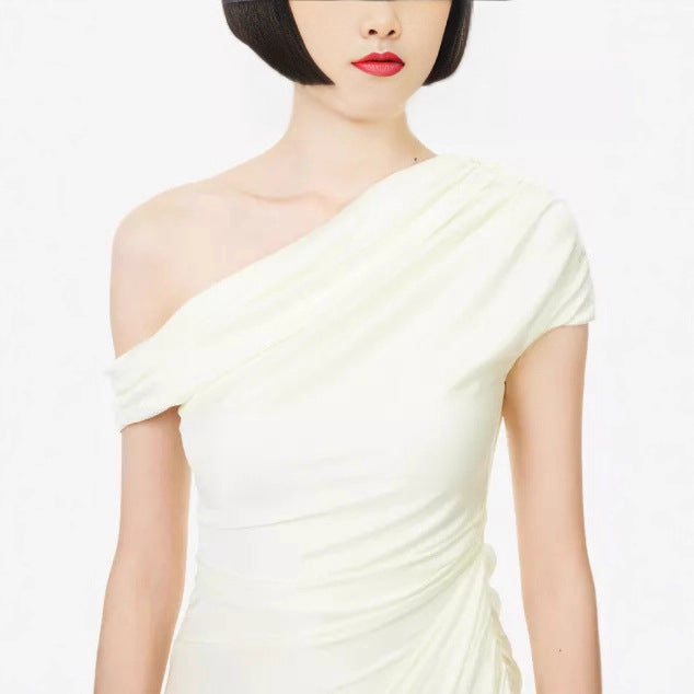 Damen Wickelkleid mit asymmetrischem Oberteil und eleganten Drapierungen Drune