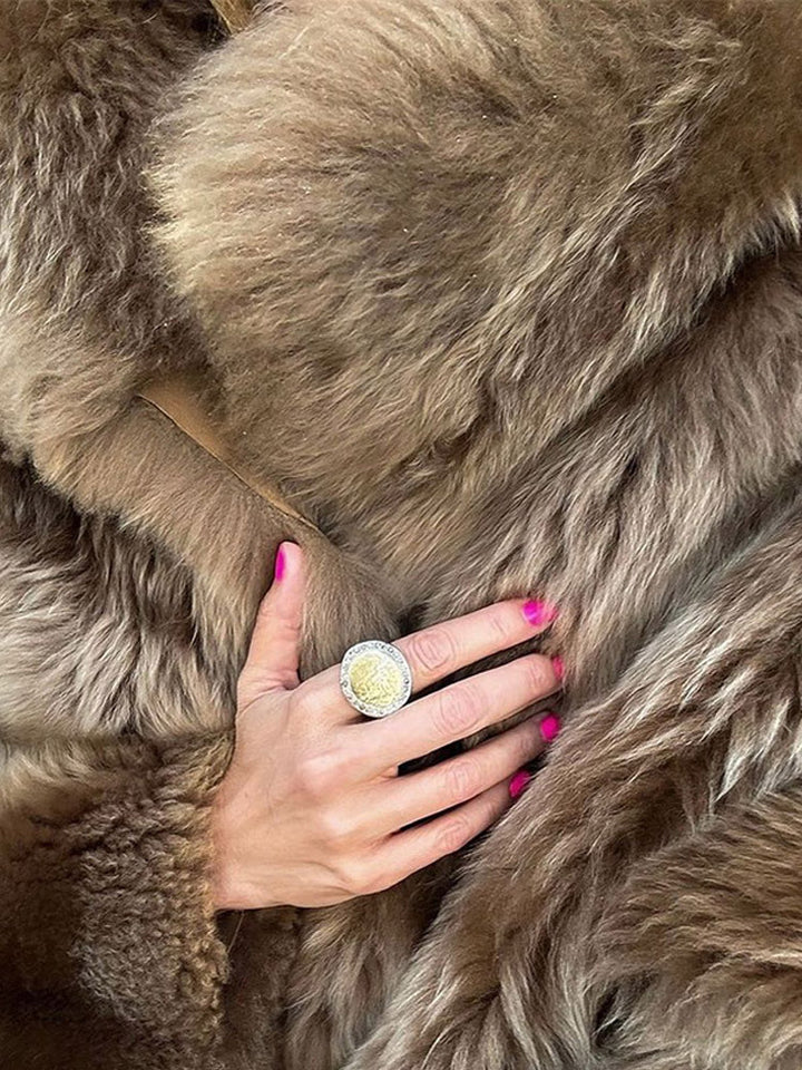 Damen Flauscheiger Kunstfellmantel mit hohem Kragen und weichem Innenfutter Drune