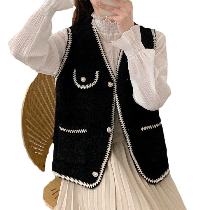 Damen Strickjacke mit Herzknöpfen und kontrastierenden Details Drune