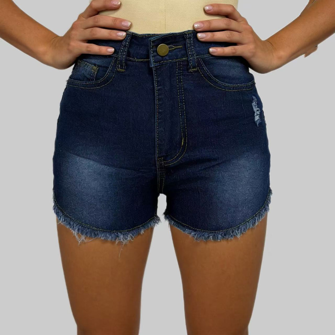 Damen Hochgeschnittene Denim-Shorts im angesagten Fransen-Look Drune
