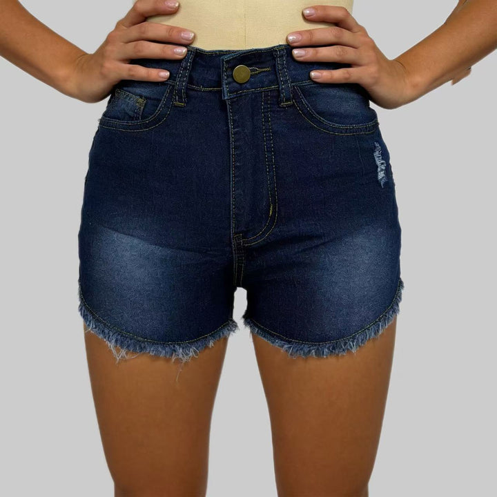 Damen Hochgeschnittene Denim-Shorts im angesagten Fransen-Look Drune