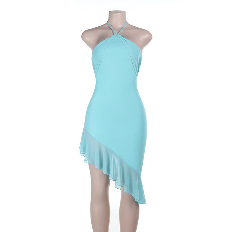 Damen aufregendes One-Shoulder Kleid mit asymmetrischem Saum Drune