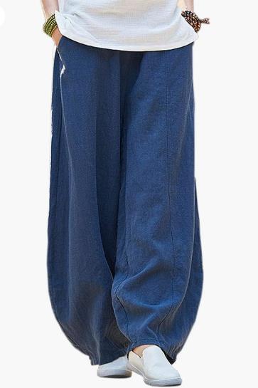 Damen Leichte und luftige Palazzo-Hose mit weitem Schnitt Drune