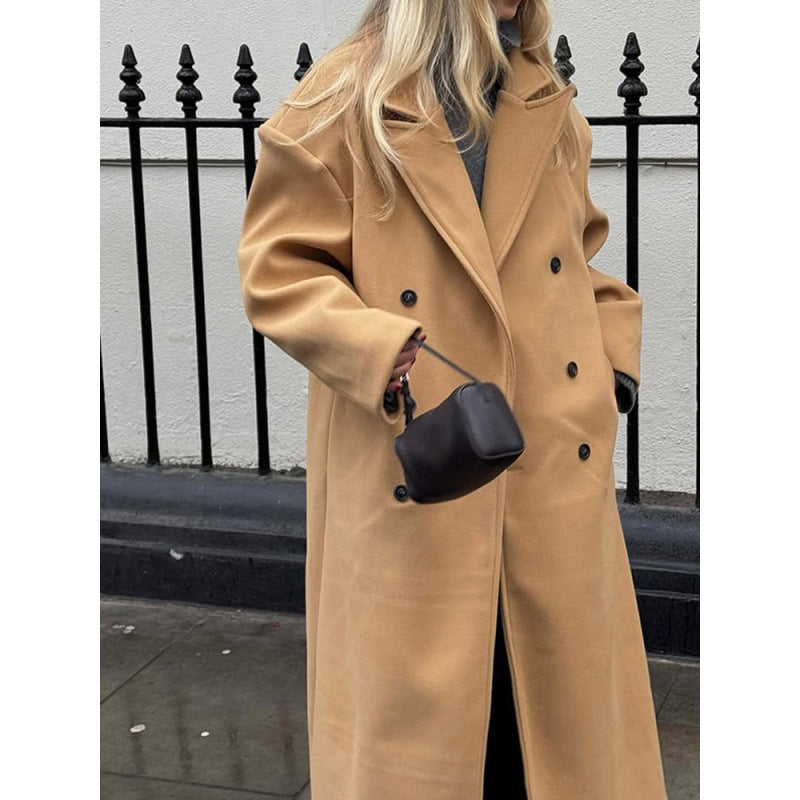 Damen eleganter Wollmantel im modernen Retro-Design Drune
