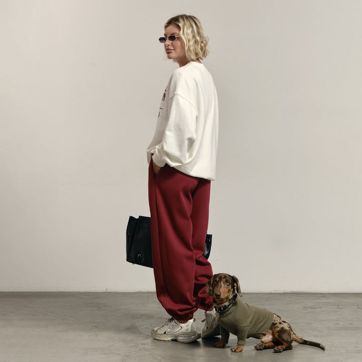 Damen lässige Sweatpants mit hohem Bund und weitem Schnitt Drune