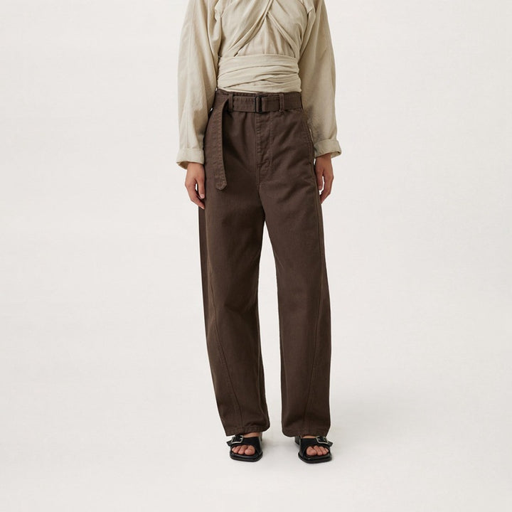 Damen Elegante und bequeme High-Waist-Hose mit Gürtel Drune