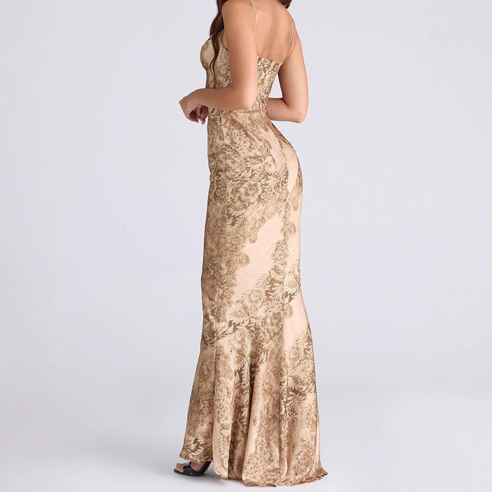 Damen Elegantes Maxikleid mit floralem Design Drune