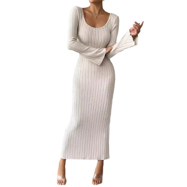 Damen Langarm Strickkleid mit figurbetonter Silhouette und schickem Rundhalsausschnitt Drune
