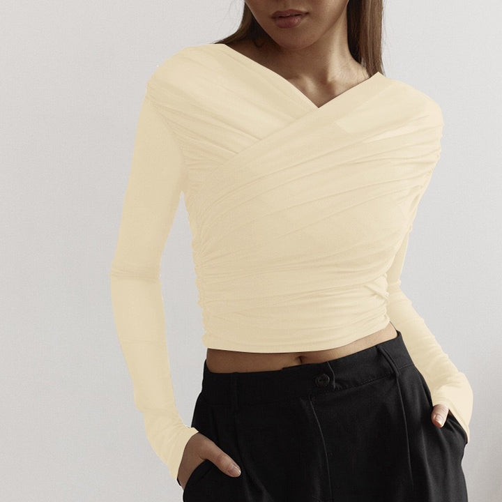 Damen Langarm-Crop-Top Drune