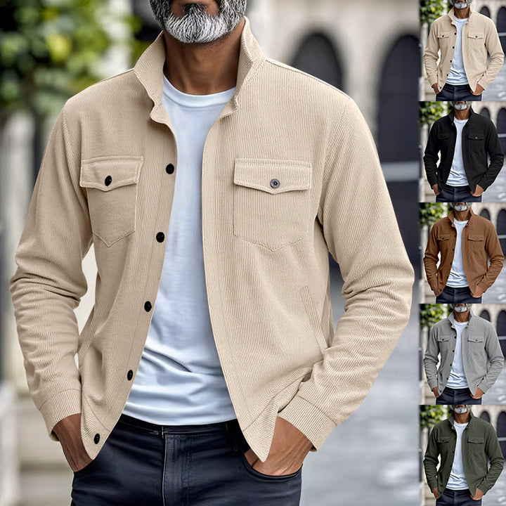 Herren lässige Oberhemdjacke mit funktionalen Taschen und strukturiertem Design Drune