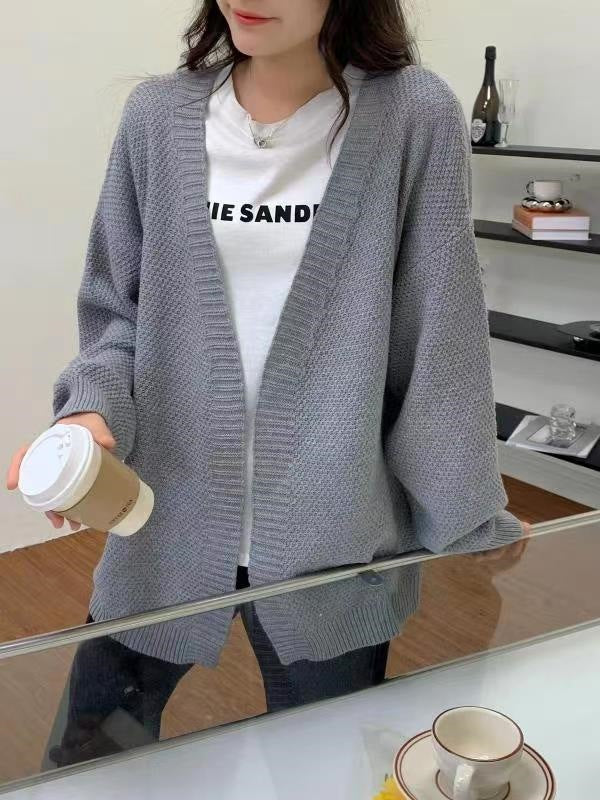 Damen lässiger Strickcardigan mit oversized Schnitt und besonderen Texturen Drune