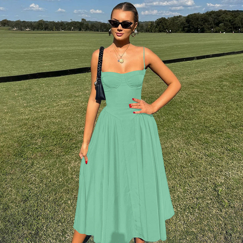 Damen Maxi-Kleid mit elegantem Bustier-Oberteil und fließendem Rock Drune