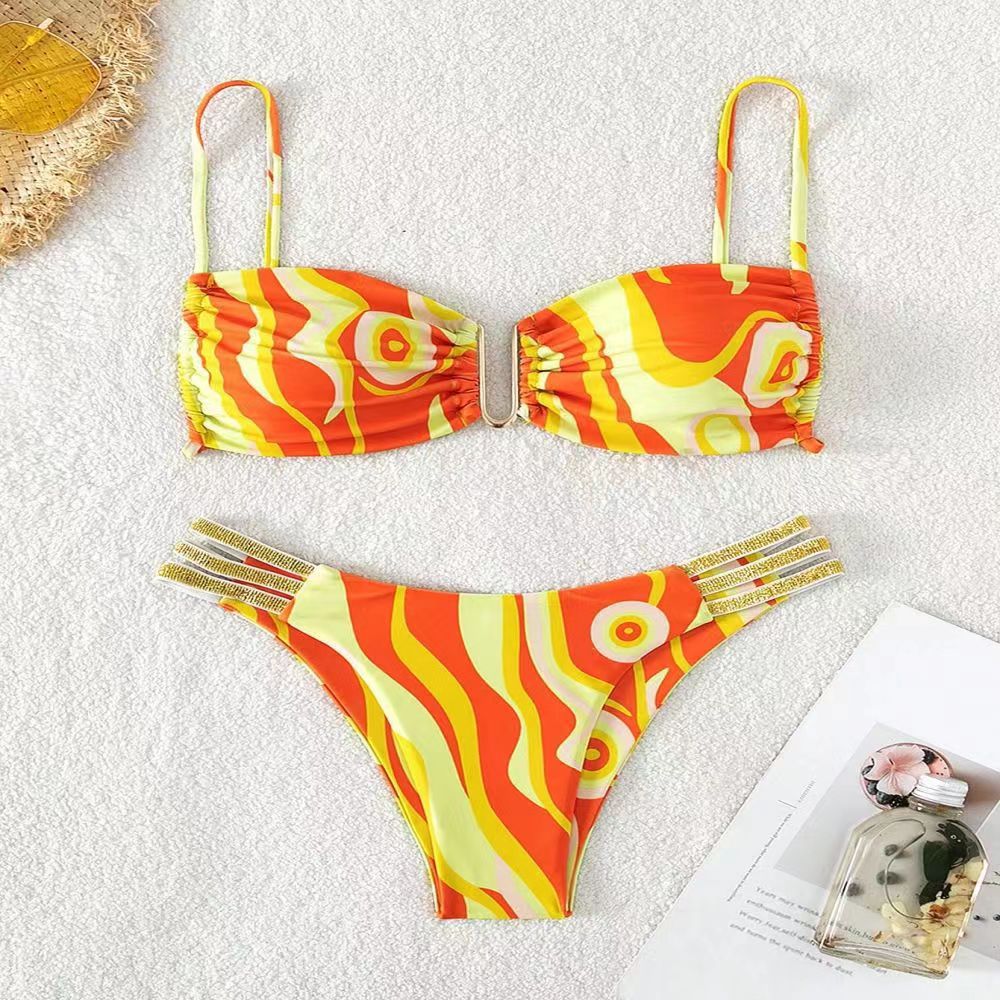 Damen Triangel-Bikini mit elegantem Raffungseffekt und modischen Akzenten Drune
