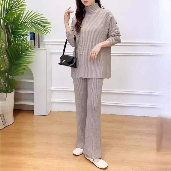 Damen elegantes und gemütliches Strickanzug-Set Drune