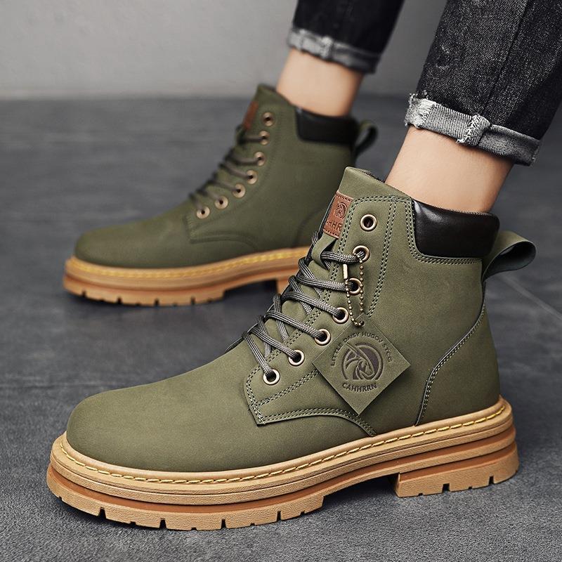 Damen Lederstiefeletten mit robustem Profil und Schnürung Drune