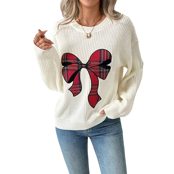 Damen Strickpullover mit festlichem Schleifendruck Drune