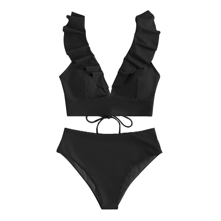 Damen Crop-Top Bikini mit voluminösen Rüschendetails Drune