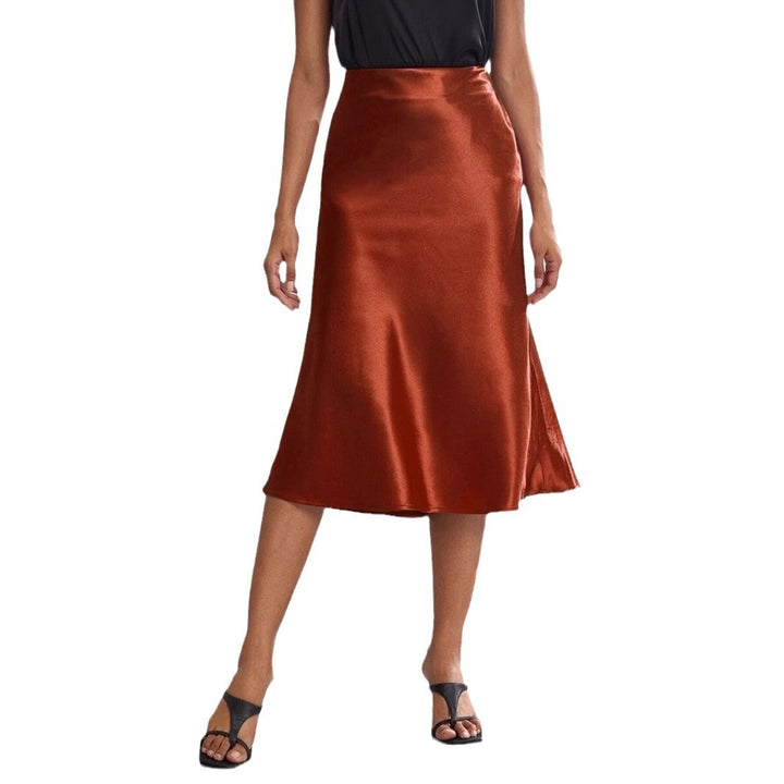 Damen Midi-Rock aus glänzendem Satin mit geschnittenem Saum Drune
