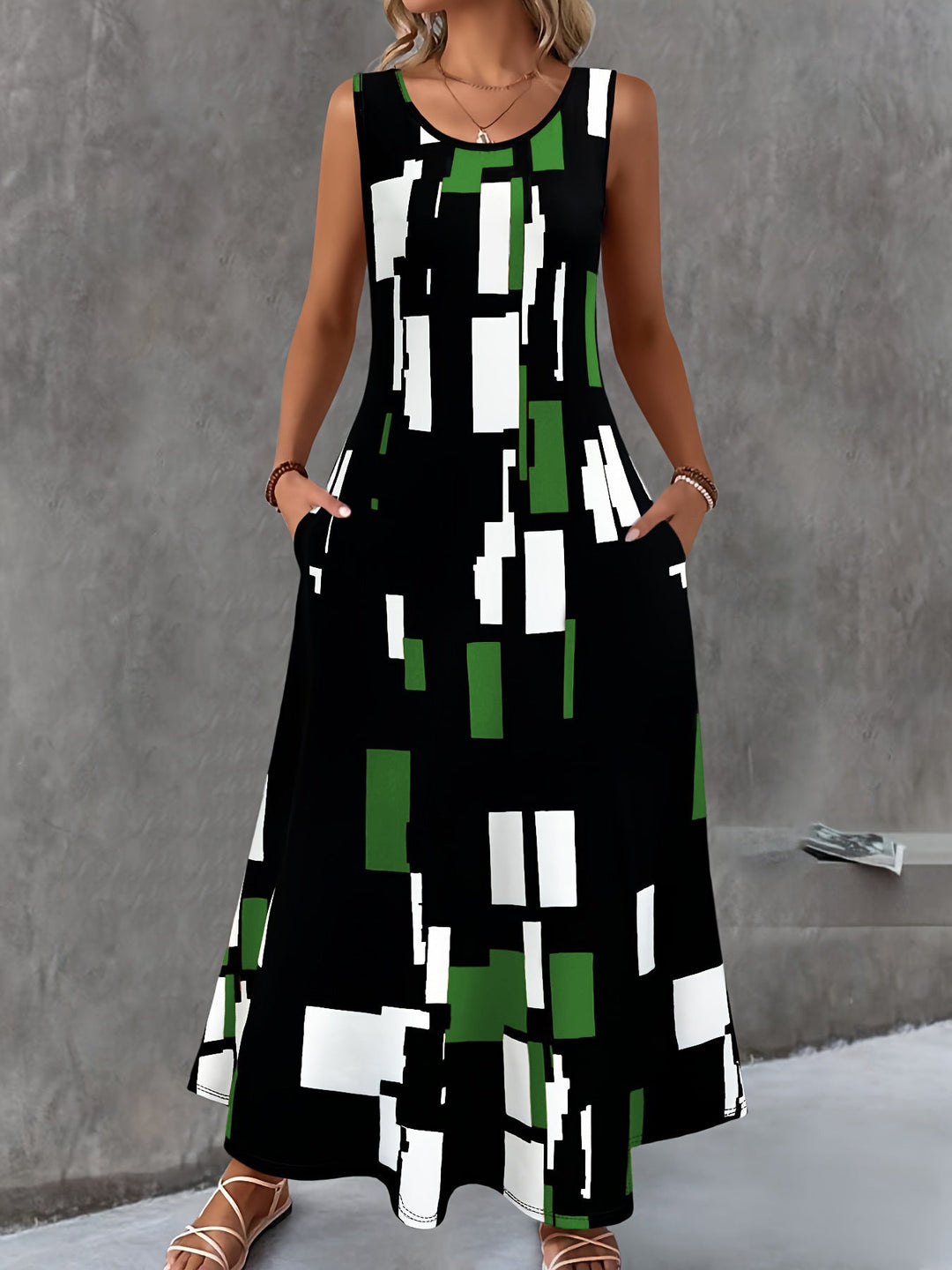 Damen Maxikleid mit buntem Grafikdesign Drune