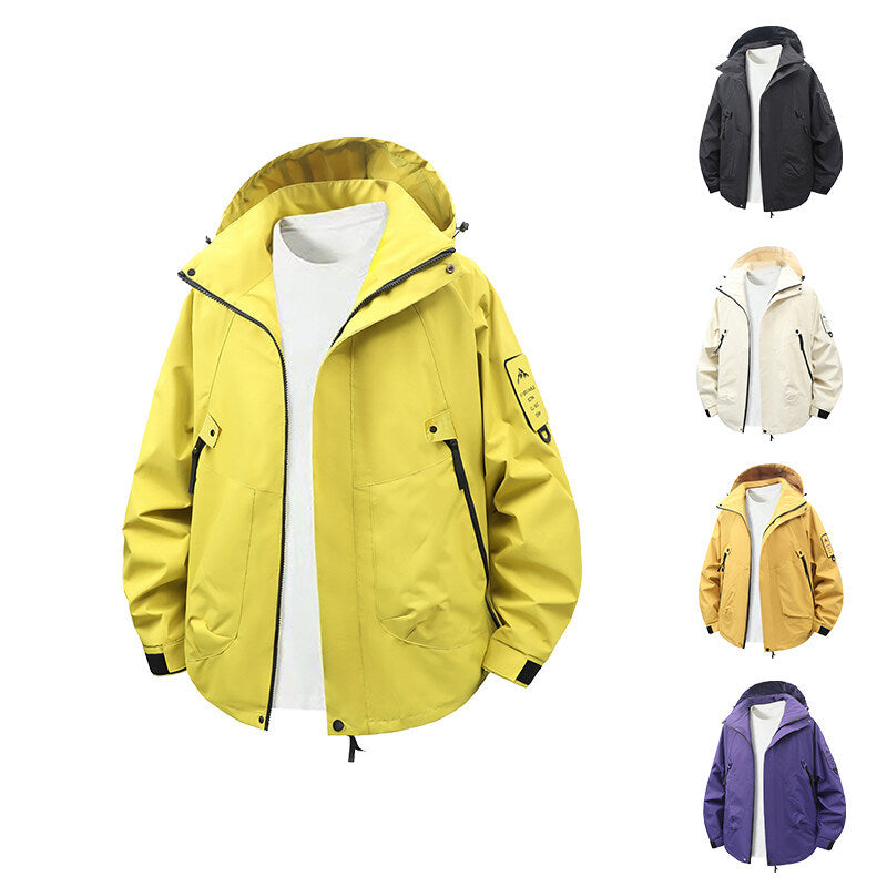 Herren funktionale Outdoor-Jacke mit verstellbarem Kapuzenbereich und zahlreichen Taschen Drune