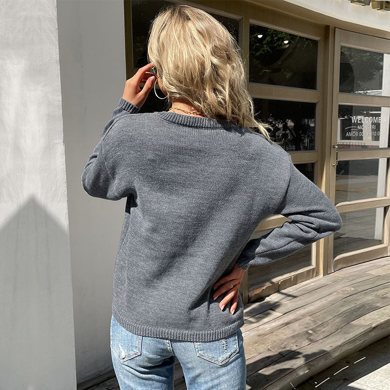 Damen Strickpullover mit modernem Rundhalsausschnitt und bequemer Passform Drune