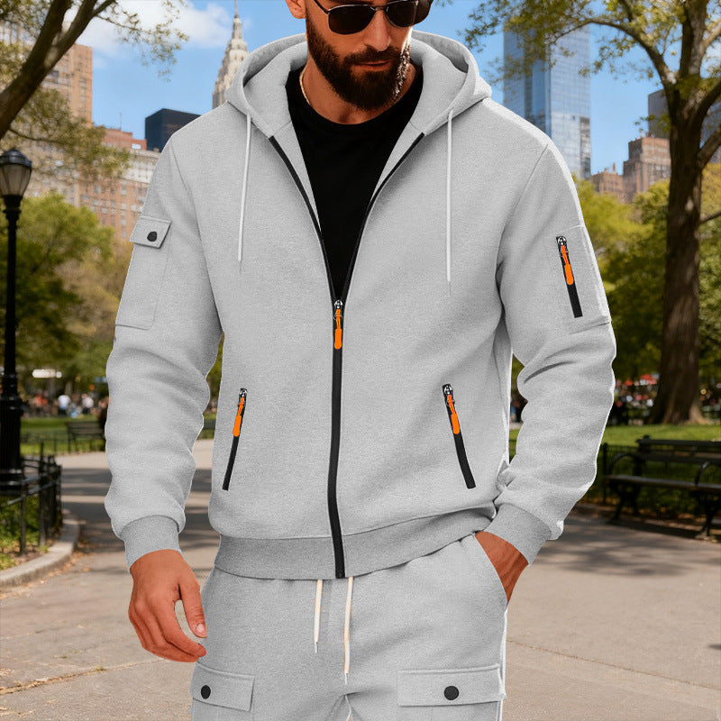 Herren sportlicher Kapuzenpullover mit modischen Schnellverschlüssen und praktischen Taschen Drune
