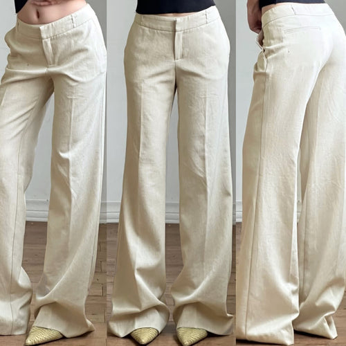 Damen weite Business-Hose mit hohem Bund und eleganten Taschen Drune
