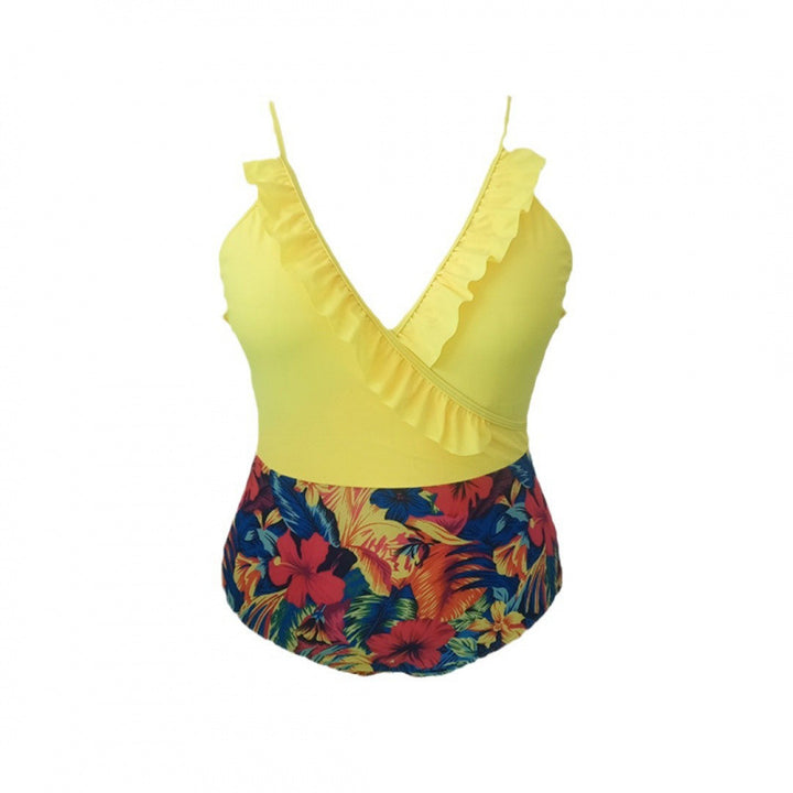 Damen Einteiliger Badeanzug mit floralem Wickeldetail und Rüschen Drune