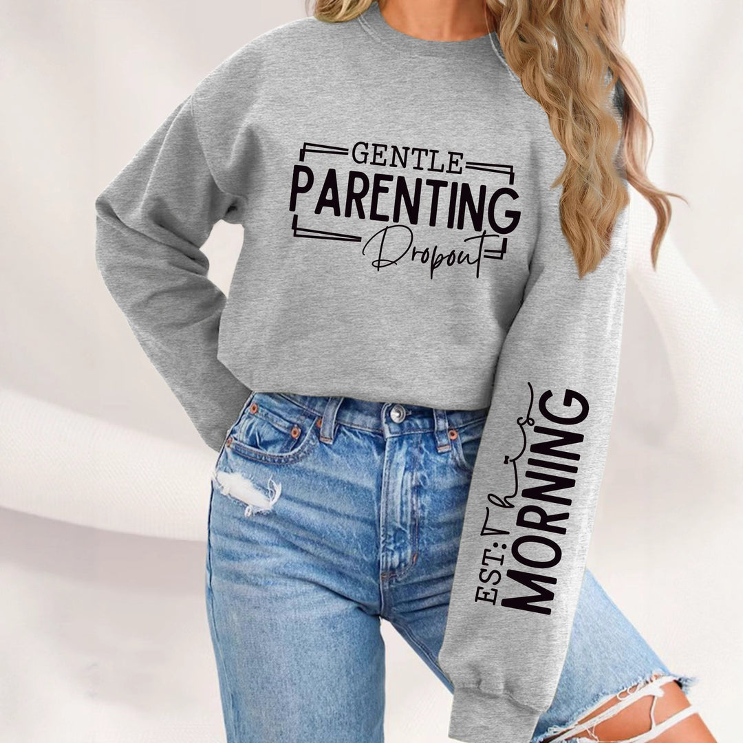 Damen Sweatshirt mit einzigartigem aufgedrucktem Elternschaftsmotiv und lässigem Schnitt Drune