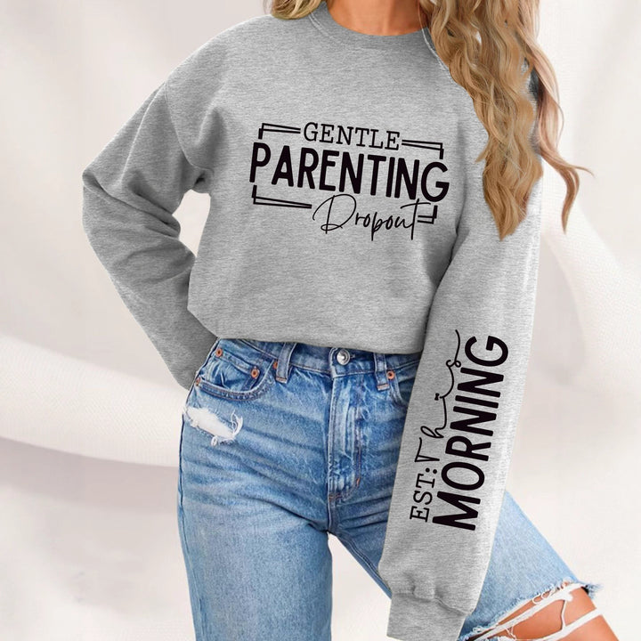 Damen Sweatshirt mit einzigartigem aufgedrucktem Elternschaftsmotiv und lässigem Schnitt Drune