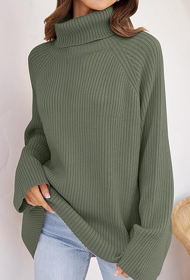 Damen Kaschmir-Feinstrickpullover mit hohem Kragen und weitem Schnitt Drune