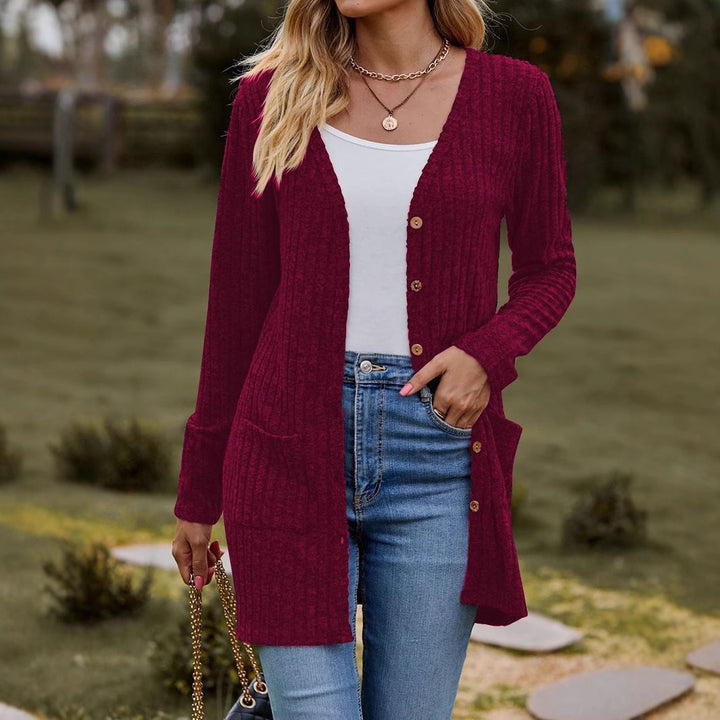 Damen Strickjacke mit V-Ausschnitt und praktischen Taschen Drune