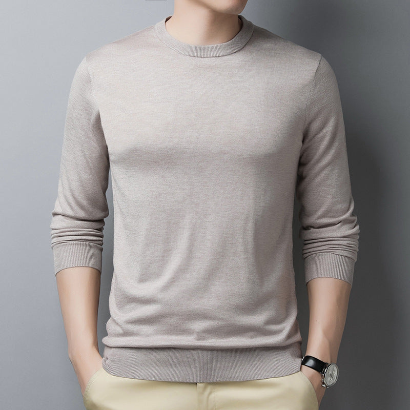 Drune | Langarm T-Shirt Slim Fit Wolle Seide Rundhalsausschnitt mit Rippbündchen