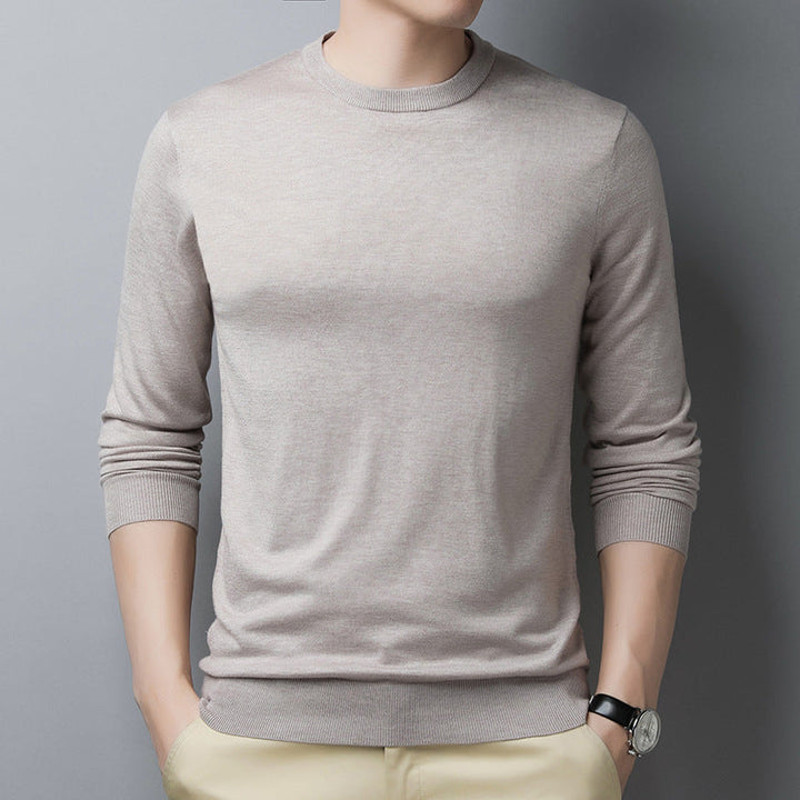 Drune | Langarm T-Shirt Slim Fit Wolle Seide Rundhalsausschnitt mit Rippbündchen
