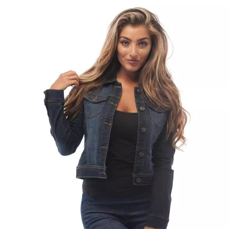 Damen klassische Denim-Jacke im modischen Schnitt mit Knopfdetails Drune
