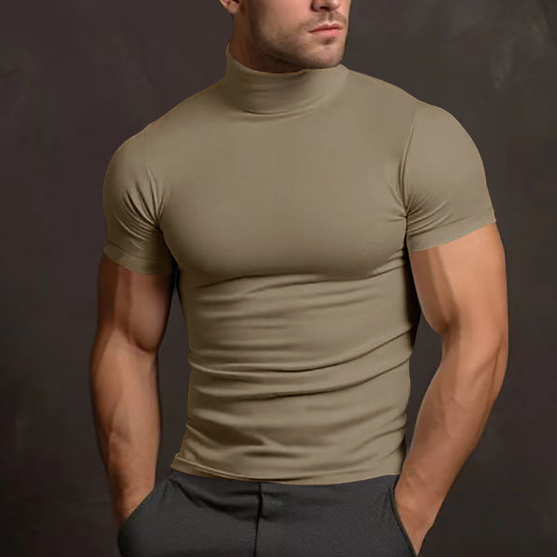 Herren nan körperbetontes Kurzarm-Rollkragenshirt aus Stretchjersey Drune