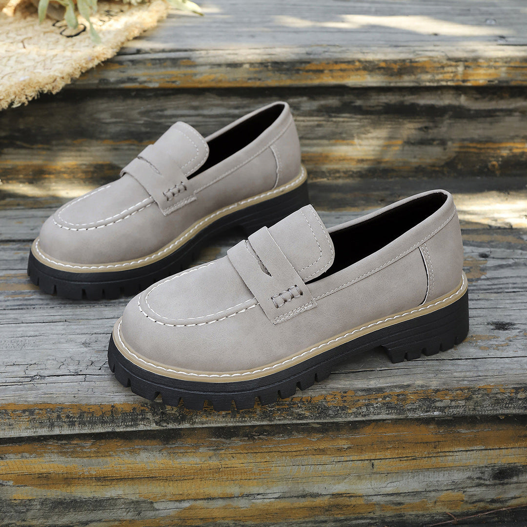 Damen modische Mokassins mit rutschfester Sohle und hoher Plattform Drune