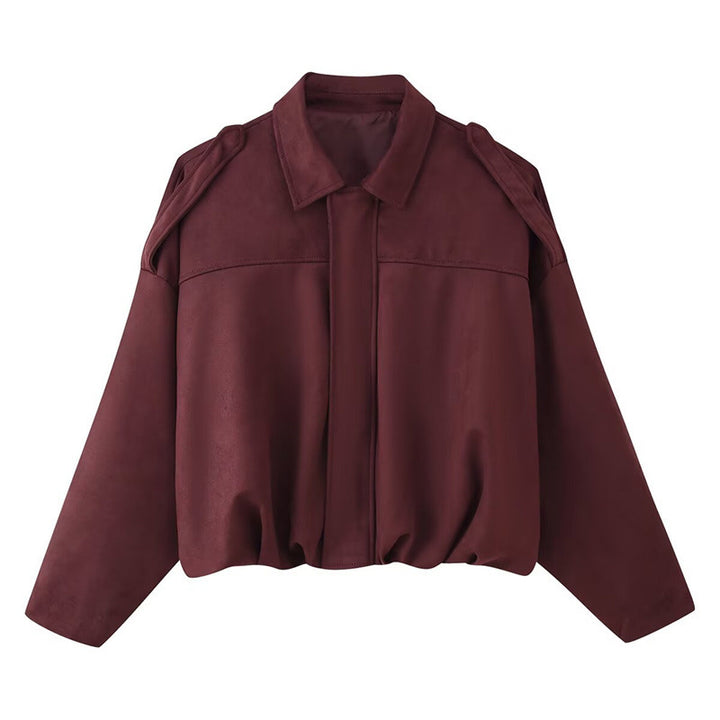 Damen Modische Oversize-Jacke aus weichem Wildlederimitat mit lässigem Schnitt Drune