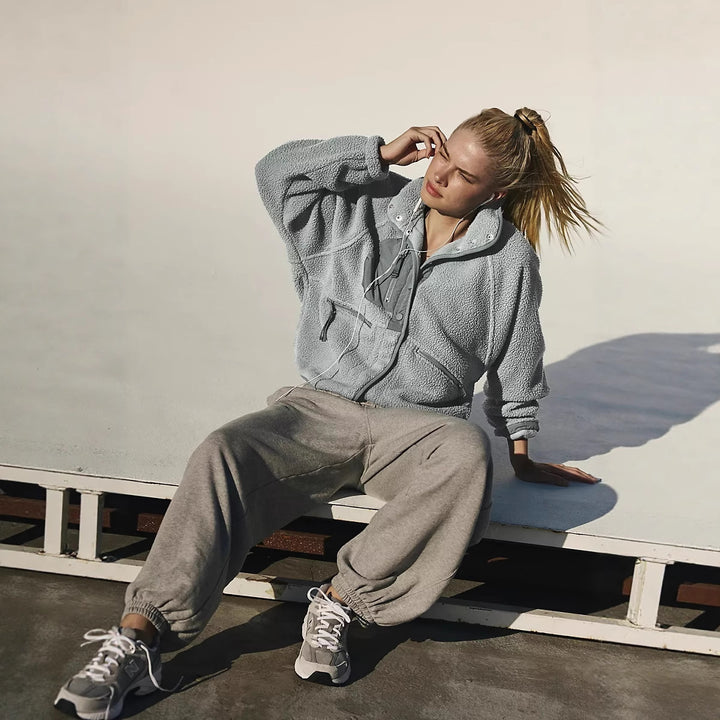 Damen Sportliche Fleecejacke mit praktischen Taschen Drune