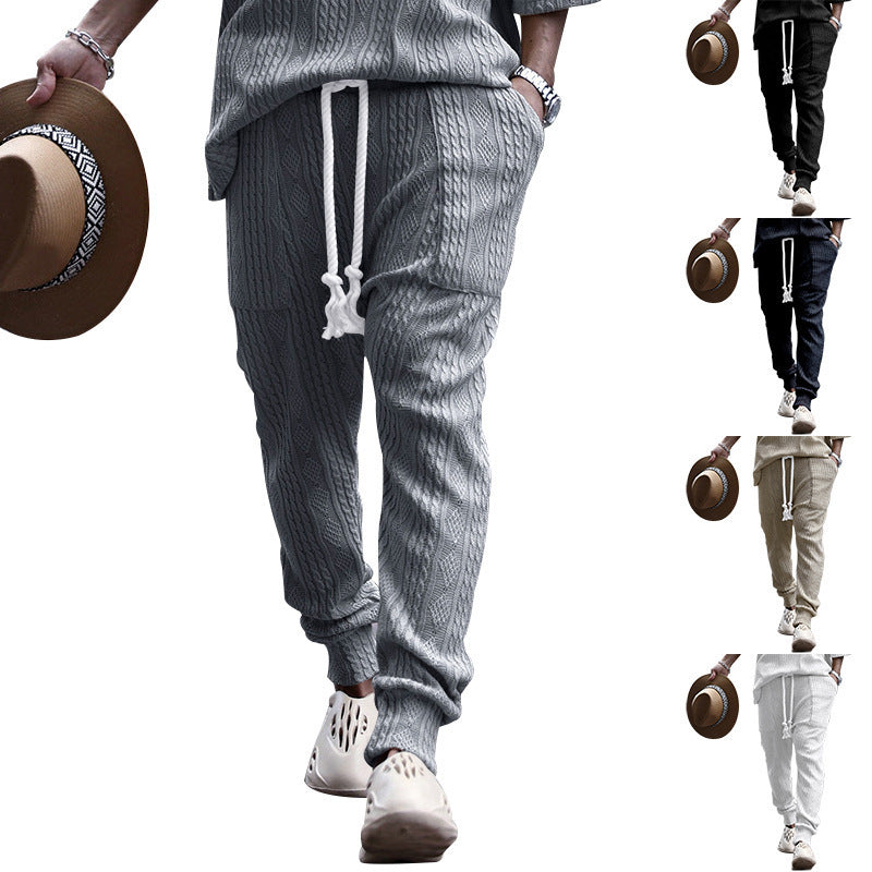 Herren gestricktes Freizeit-set mit elastischem Bund und lässigem Design Drune