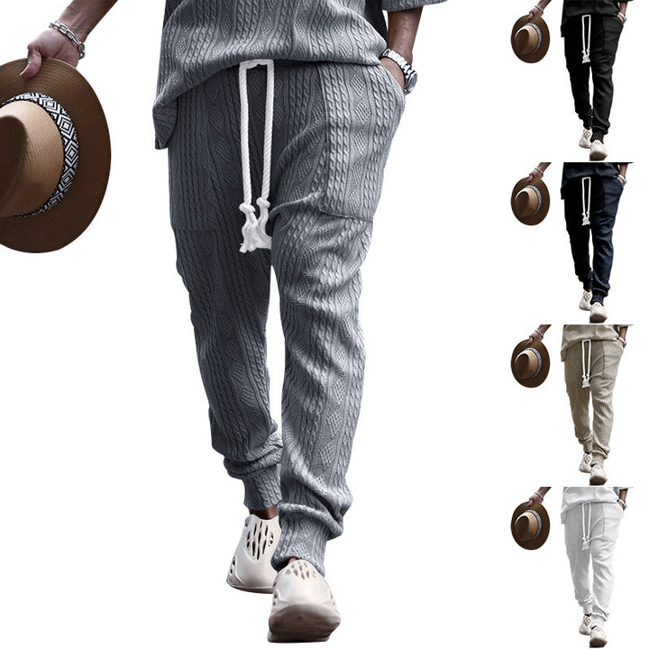 Herren gestricktes Freizeit-set mit elastischem Bund und lässigem Design Drune