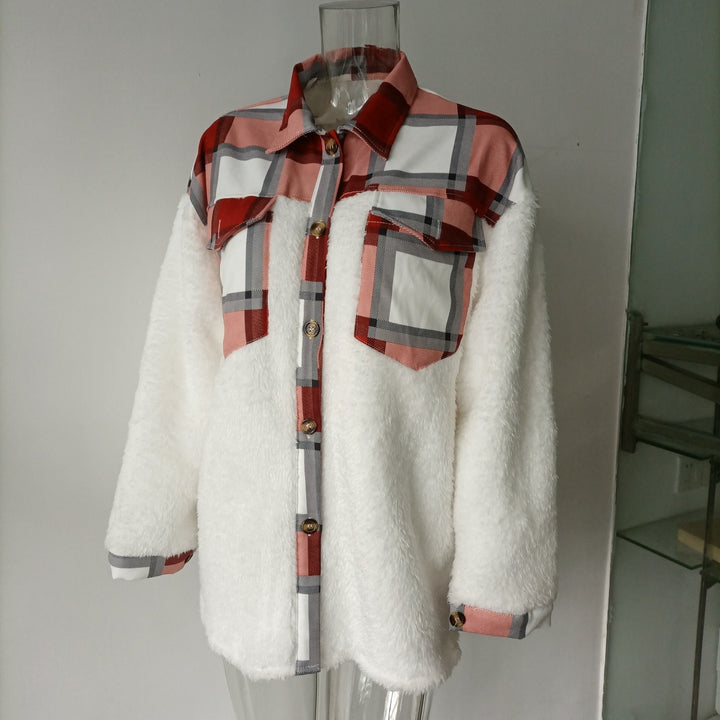 Drune | Druck Plüsch Patchwork Kontrastjacke
