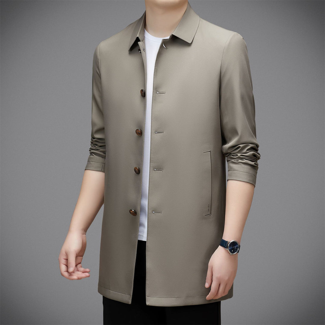 Herren modische leichtgewichtige Langjacke mit praktischem Knopfdesign Drune