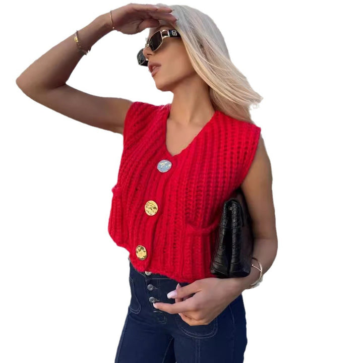 Damen Strickweste mit Taschen Drune
