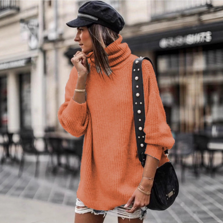 Damen Grobstrickpullover mit hohem Kragen und lässiger Passform Drune