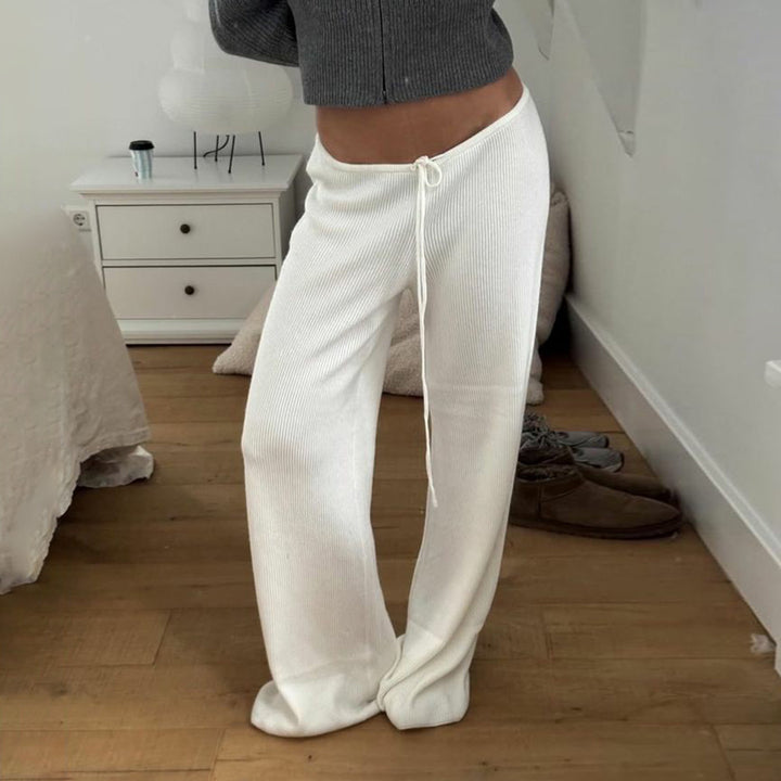 Damen Weite Jersey-Hose mit elastischem Bund und Kordelzug Drune